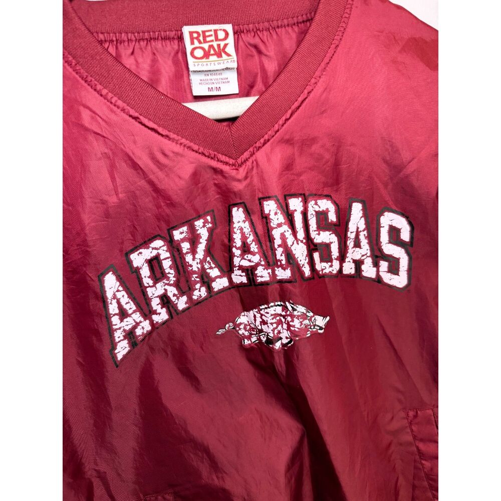 Arkansas Razorbacks Vintage Red Oak V-Neck Windbreaker Pullover Jacket Medium